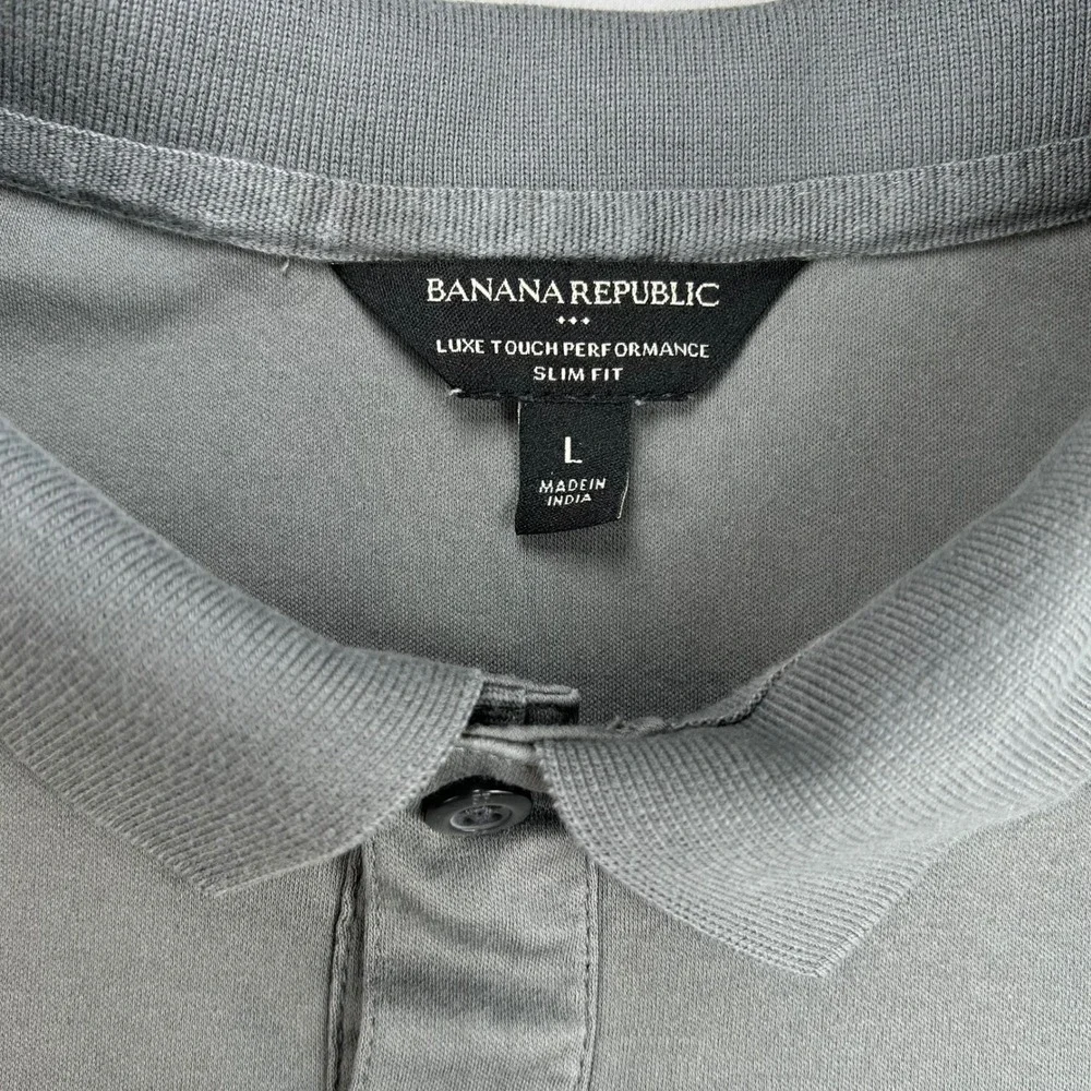 Banana Republic Mens Luxe Touch Performance Polo Shirt Slim Fit Grey Large